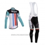 2014 Cycling Jersey Bianchi White and Green Long Sleeve and Bib Tight
