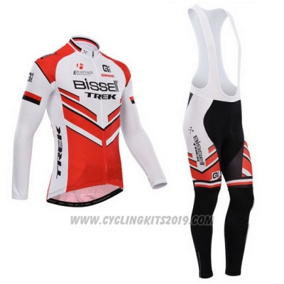 2014 Cycling Jersey Bissell White and Red Long Sleeve and Bib Tight