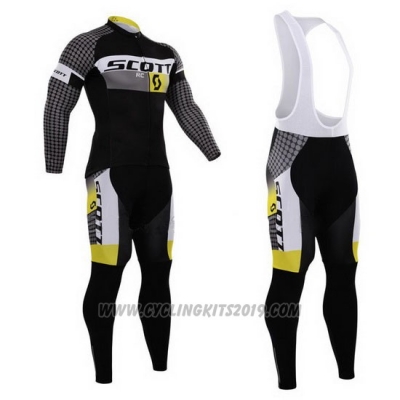 2015 Cycling Jersey Scott White and Black Long Sleeve and Salopette