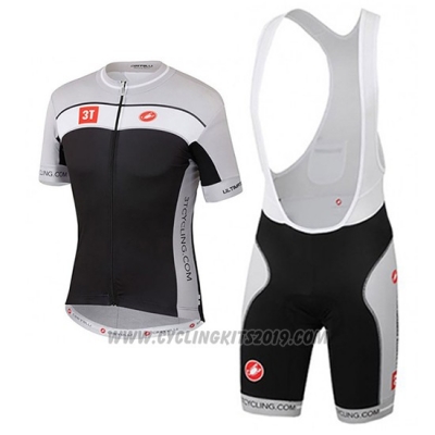 2017 Cycling Jersey Castelli 3t Gray and Black Short Sleeve and Bib Short