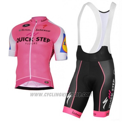 2017 Cycling Jersey Quick Step Pink Short Sleeve and Bib Short
