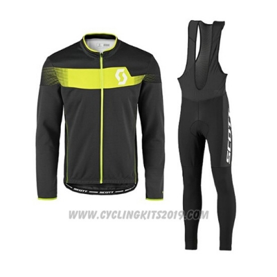 2017 Cycling Jersey Scott Yellow and Black Long Sleeve and Salopette