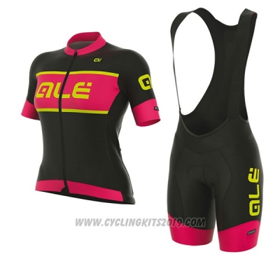 2017 Cycling Jersey Women ALE R-ev1 Master Black and Red Short Sleeve and Bib Short