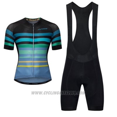 2017 Cycling Jersey Ykywbike Aa07 Adh07 Black and Sky Blue Short Sleeve and Bib Short