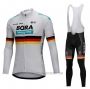 2018 Cycling Jersey Bora Campione Belgium White Long Sleeve and Bib Tight