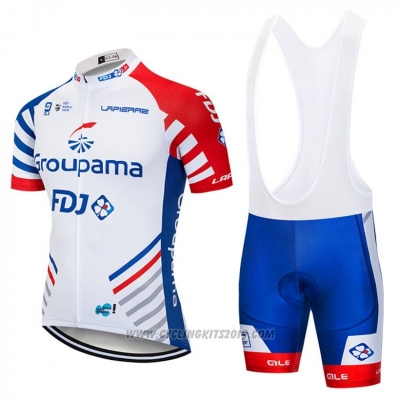 2018 Cycling Jersey FDJ White and Blue Short Sleeve and Bib Short