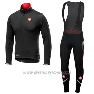 2019 Cycling Jersey Castelli DE Black Red Long Sleeve and Bib Tight