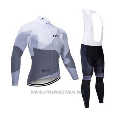 2020 Cycling Jersey Northwave White Gray Long Sleeve and Bib Tight