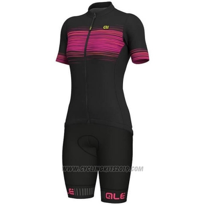 2020 Cycling Jersey Women ALE Fuchsia Black Short Sleeve and Bib Short