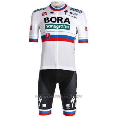 2021 Cycling Jersey Bora Champion Belgium White Short Sleeve and Bib Short