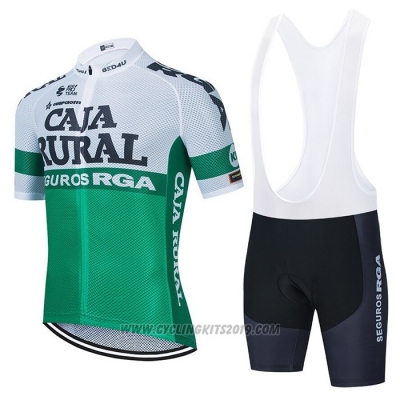 2021 Cycling Jersey Caja Rural White Green Short Sleeve and Bib Short