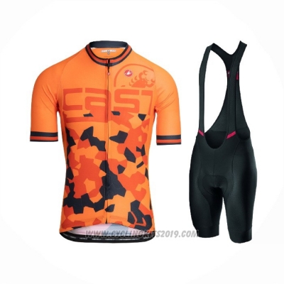 2021 Cycling Jersey Castelli Orange Short Sleeve and Bib Short