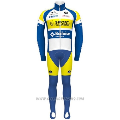 2021 Cycling Jersey Sport Vlaanderen Baloise Blue Yellow Long Sleeve and Bib Tight