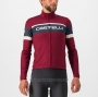 2022 Cycling Jersey Castelli Dark Red Long Sleeve and Bib Tight