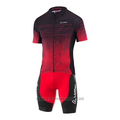 2022 Cycling Jersey Loffler Black Red Short Sleeve and Bib Short