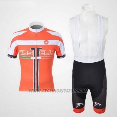 2011 Cycling Jersey Castelli White and Orange Short Sleeve and Bib Short