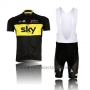 2014 Cycling Jersey Sky Black and Yellow Short Sleeve and Bib Short