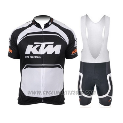 2015 Cycling Jersey Ktm Black White Short Sleeve and Salopette