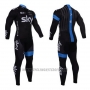 2015 Cycling Jersey Sky Sky Blue and Black Long Sleeve and Bib Tight
