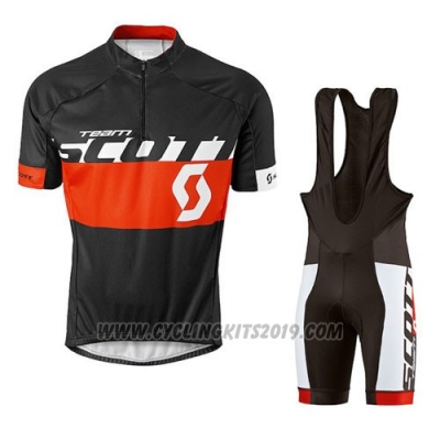 2016 Cycling Jersey Scott Black and Red Short Sleeve and Salopette