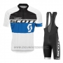 2016 Cycling Jersey Scott White and Blue Short Sleeve and Salopette
