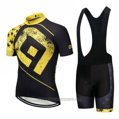 2018 Cycling Jersey ALE Black and Yellow Short Sleeve and Bib Short