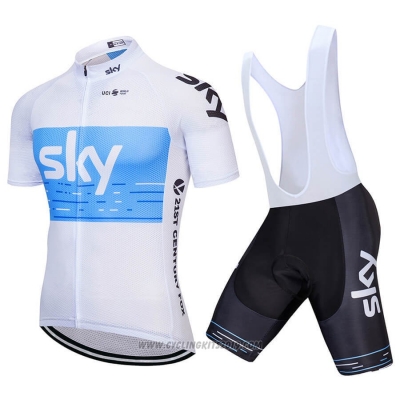 2018 Cycling Jersey Sky White Blue Short Sleeve and Bib Short