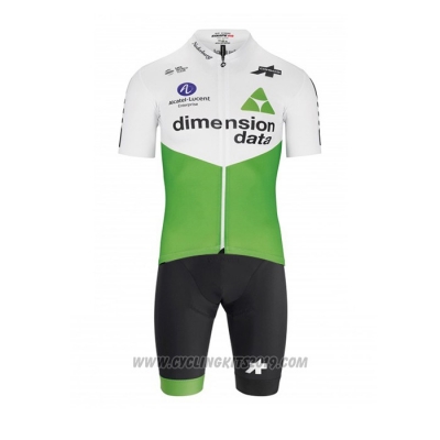 2019 Cycling Jersey Dimension Data Green White Short Sleeve and Bib Short