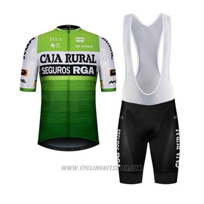 2020 Cycling Jersey Caja Rural White Green Short Sleeve and Bib Short