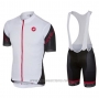 2020 Cycling Jersey Castelli Black White Red Short Sleeve and Bib Short