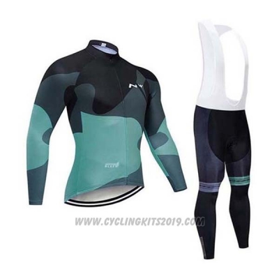 2020 Cycling Jersey Northwave Black Gray Green Long Sleeve and Bib Tight