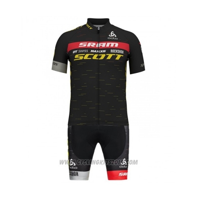 2020 Cycling Jersey Scott Sram Black Short Sleeve and Bib Short