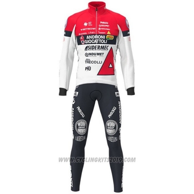 2021 Cycling Jersey Androni Giocattoli White Red Long Sleeve and Bib Tight