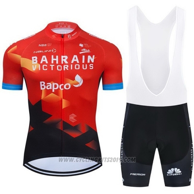 2021 Cycling Jersey Bahrain Victorious Red Short Sleeve and Bib Short