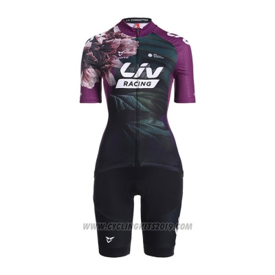 2022 Cycling Jersey Women Liv Purple Short Sleeve and Bib Short