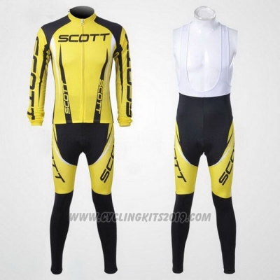 2012 Cycling Jersey Scott Black and Yellow Long Sleeve and Salopette
