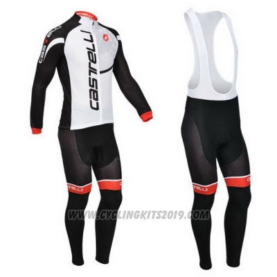 2013 Cycling Jersey Castelli Black and White Long Sleeve and Bib Tight