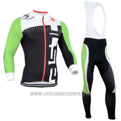 2014 Cycling Jersey Castelli Black and Green Long Sleeve and Bib Tight