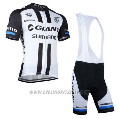 2014 Cycling Jersey Giant Shimano Black and White Short Sleeve and Bib Short