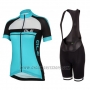 2016 Cycling Jersey Women ALE Sky Blue and Black Short Sleeve and Bib Short