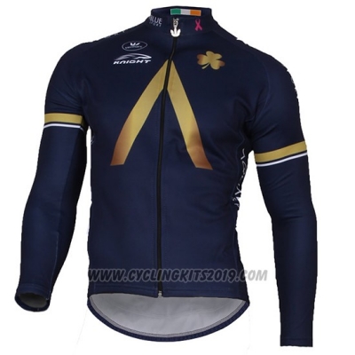 2017 Cycling Jersey Aqua Bluee Sport Black Long Sleeve and Bib Tight