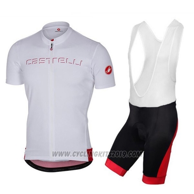 2017 Cycling Jersey Castelli White Short Sleeve and Bib Short