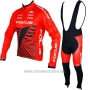 2017 Cycling Jersey Focus XC Ml Red Long Sleeve and Bib Tight