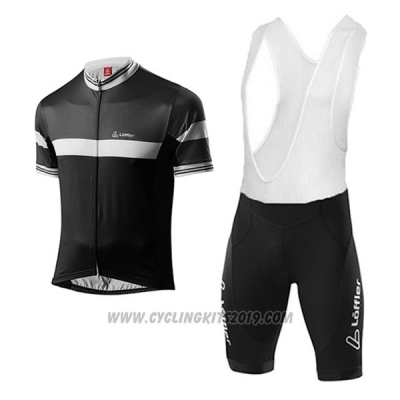 2017 Cycling Jersey Loffler Black and Gray Short Sleeve and Bib Short