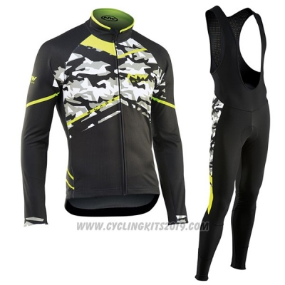 2017 Cycling Jersey Northwave Ml Black and Camuffamento Long Sleeve and Bib Tight
