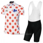 2017 Cycling Jersey Tour de France White and Red Short Sleeve and Bib Short