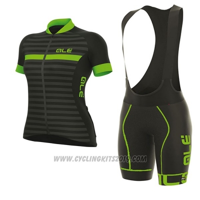 2017 Cycling Jersey Women ALE Excel Riviera Black and Green Short Sleeve and Bib Short
