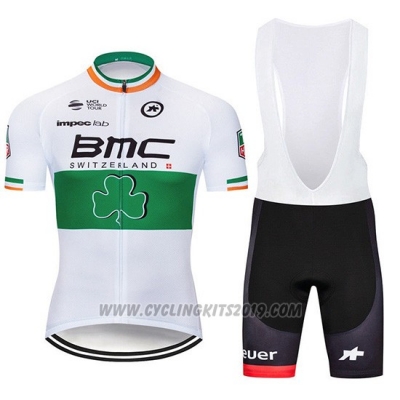 2019 Cycling Jersey BMC White Green Short Sleeve and Bib Short