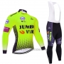 2019 Cycling Jersey Jumbo Visma Green Black Long Sleeve and Bib Tight