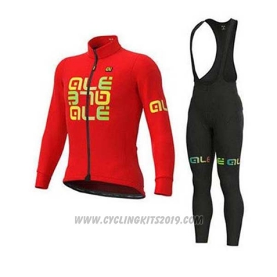2020 Cycling Jersey ALE Red Yellow Long Sleeve and Bib Tight